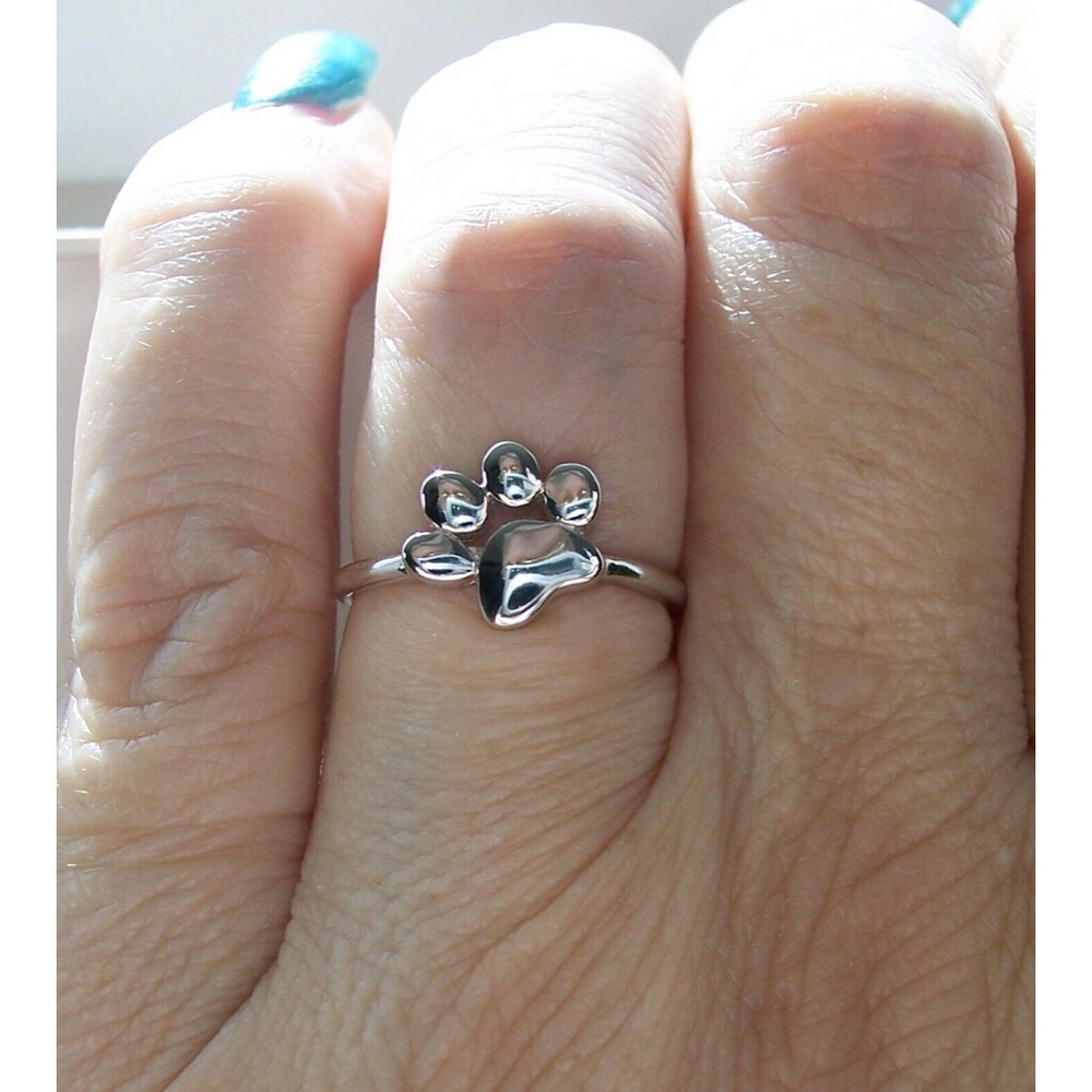 925 STERLING SILVER Adorable Paw Design Ring - Picture 4 of 14